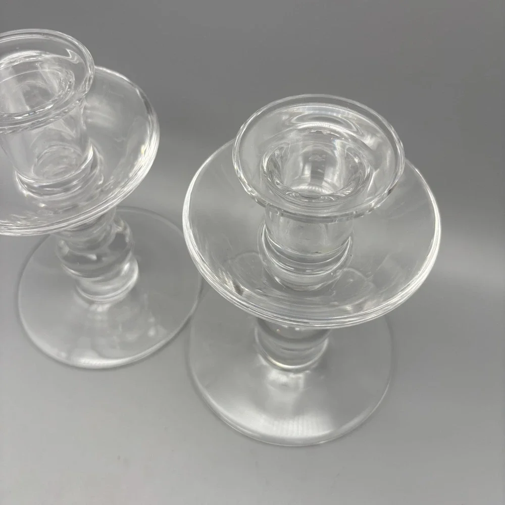 Val‎ St Lambert (2) Crystal Candlestick Holders Signed 7